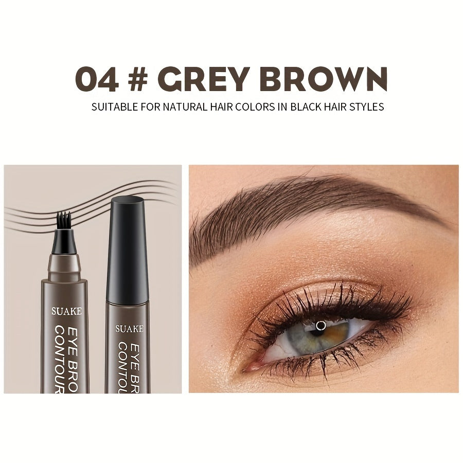 Four-brush wild water eyebrow pencil, long-lasting, smudge-proof, waterproof, sweat-proof, and fade-resistant