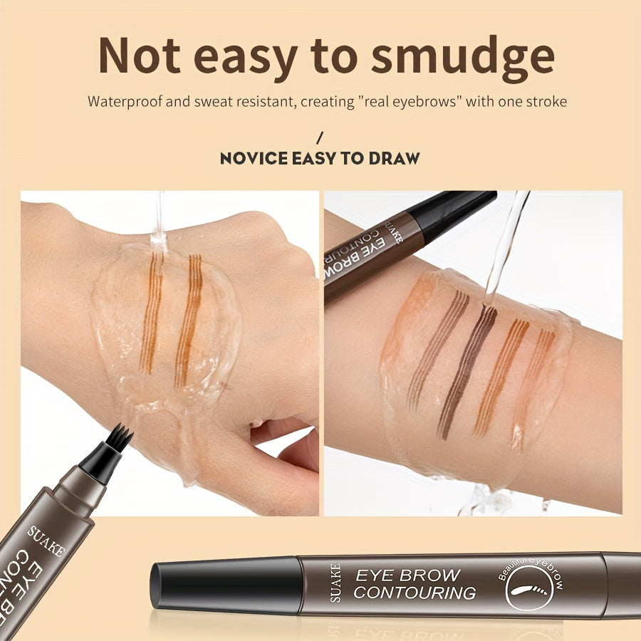 Four-brush wild water eyebrow pencil, long-lasting, smudge-proof, waterproof, sweat-proof, and fade-resistant