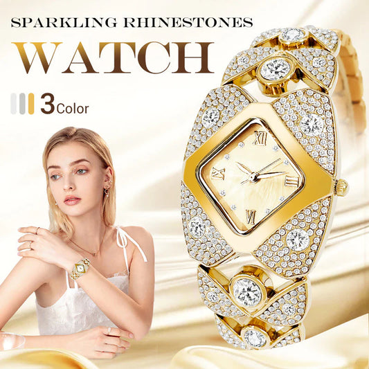 ⌚Ženska retro kvarčna ura z bleščečimi okrasnimi kamni