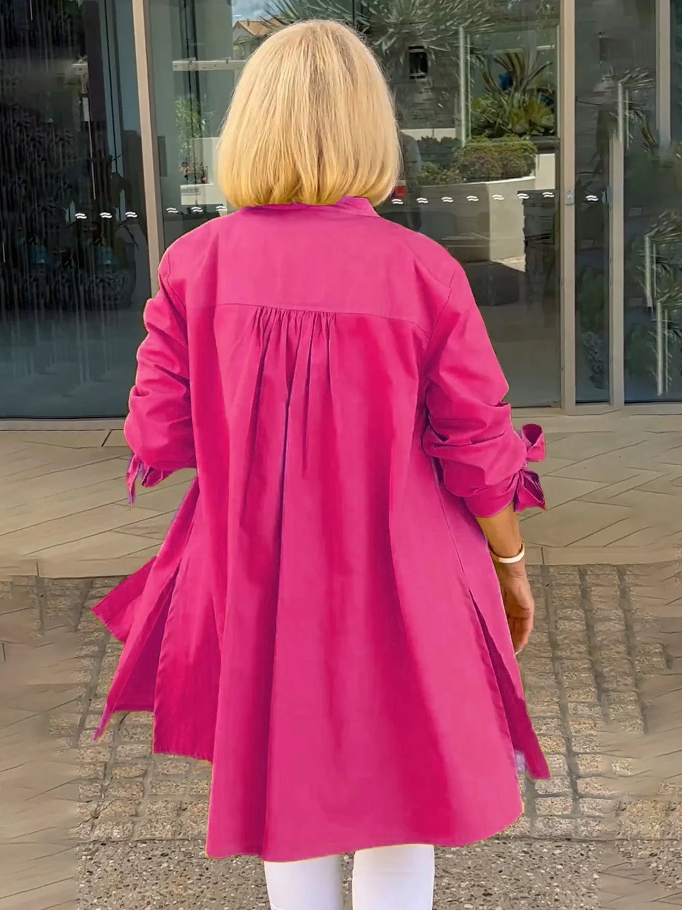 【🔥Elegantna in stilska】✨Enobarvna dolga bombažna srajca