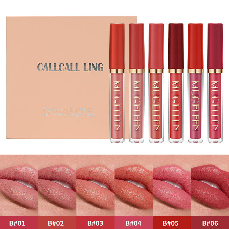 【✨Instant Blend, Embrace the Charm 2 v 1】Set glazur za ustnice proti prijemanju - mat žamet (6 kosov)