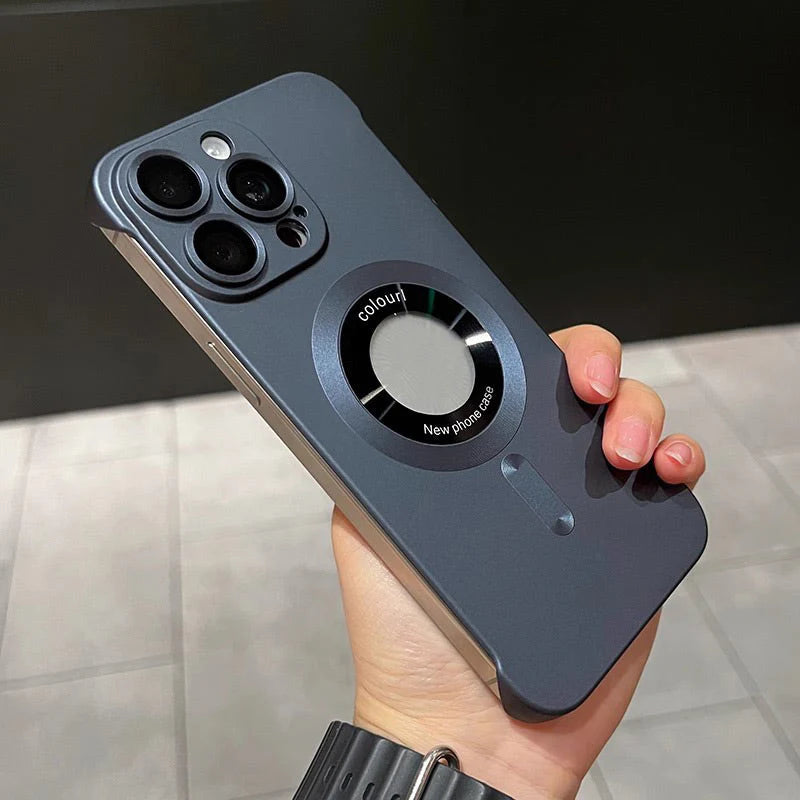 【iPhone 12–16】Ultra tanek ovitek za iPhone, kovinska barva, magneten, mat tekstura
