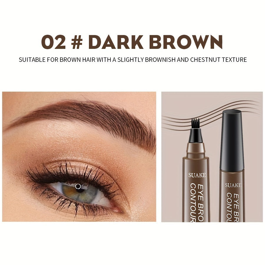 Four-brush wild water eyebrow pencil, long-lasting, smudge-proof, waterproof, sweat-proof, and fade-resistant