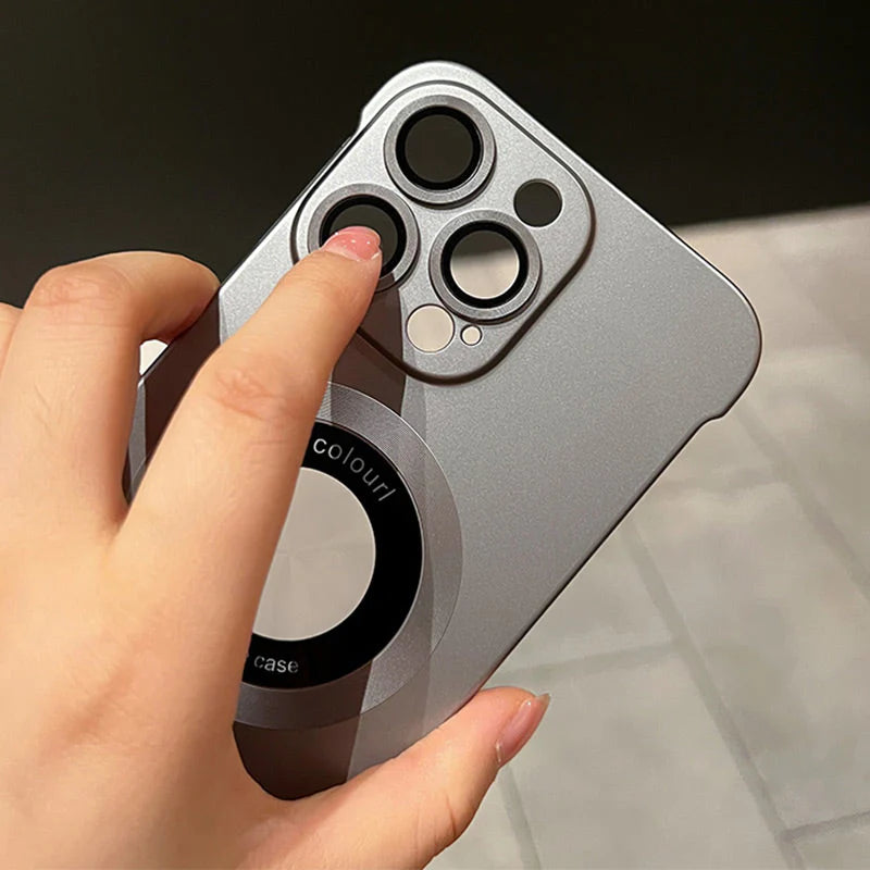 【iPhone 12–16】Ultra tanek ovitek za iPhone, kovinska barva, magneten, mat tekstura