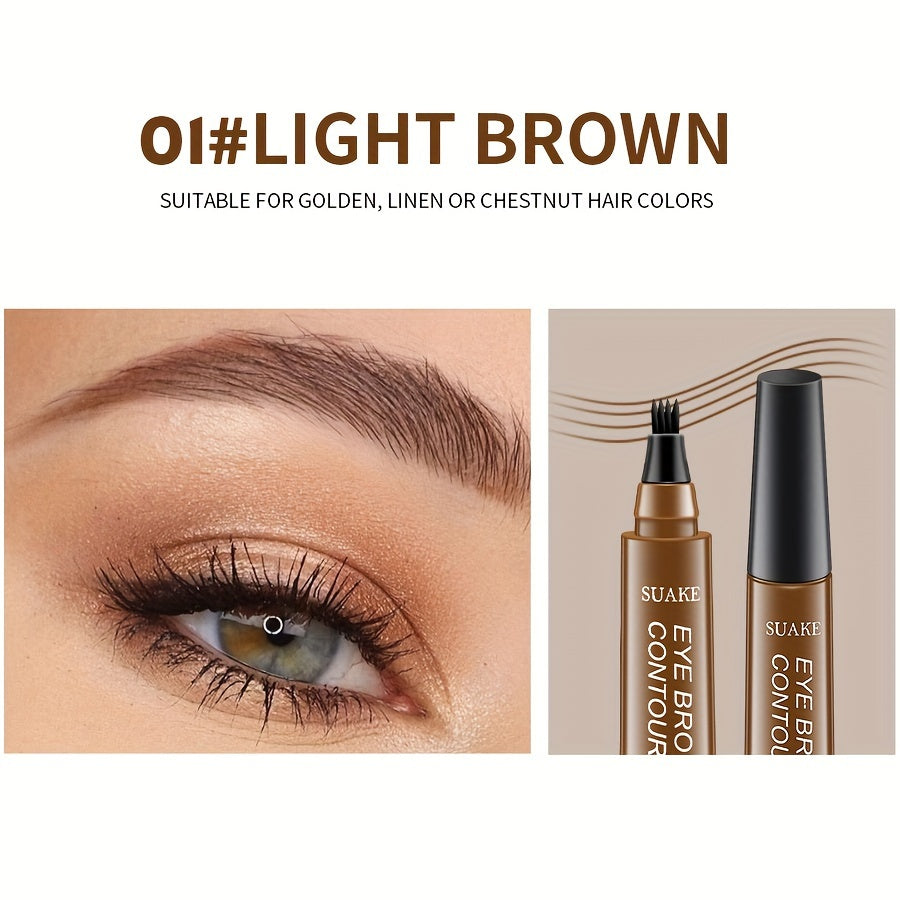Four-brush wild water eyebrow pencil, long-lasting, smudge-proof, waterproof, sweat-proof, and fade-resistant