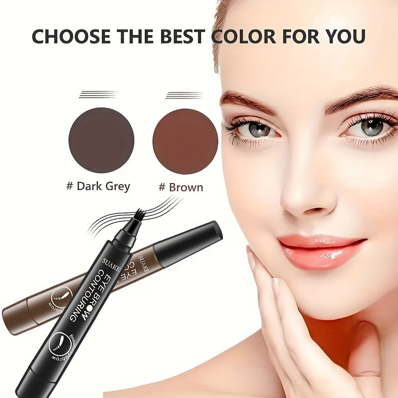 Four-brush wild water eyebrow pencil, long-lasting, smudge-proof, waterproof, sweat-proof, and fade-resistant