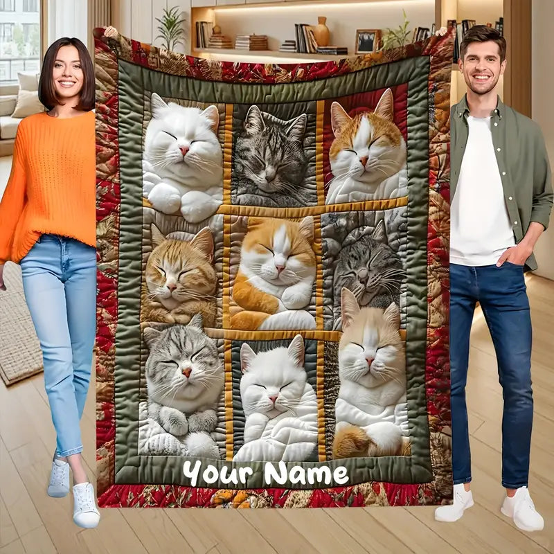 😸Moderna flanelasta odeja z mačjim potiskom -🔥Super mehka in topla plišasta odeja, za vse letne čase
