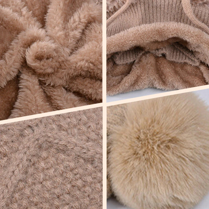 (🎁Božična ponudba🎄)🔥Kupite 1, dobite 1 gratis:elegantna, debela pletena zimska kapa s toplim pokrivalom za obraz in šalom