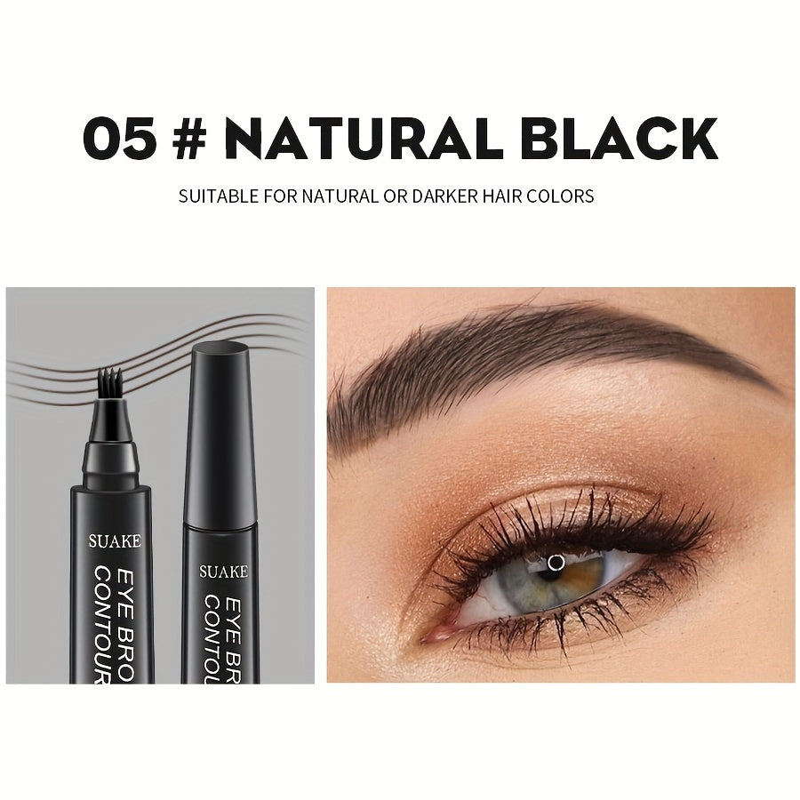 Four-brush wild water eyebrow pencil, long-lasting, smudge-proof, waterproof, sweat-proof, and fade-resistant