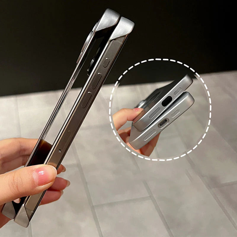 【iPhone 12–16】Ultra tanek ovitek za iPhone, kovinska barva, magneten, mat tekstura