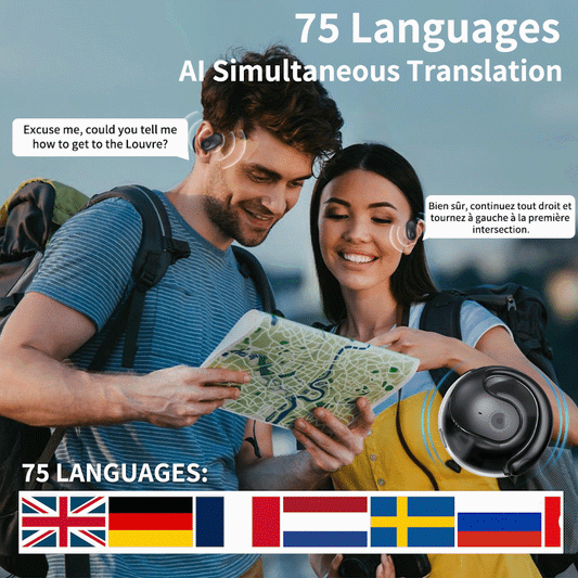【🔥Naj komunikacija ne bo več težka! 】AI Translation Wireless OWS Bluetooth5.4 Earphones (Fit iOS & Android)