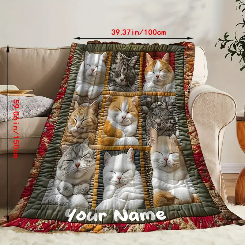 😸Moderna flanelasta odeja z mačjim potiskom -🔥Super mehka in topla plišasta odeja, za vse letne čase