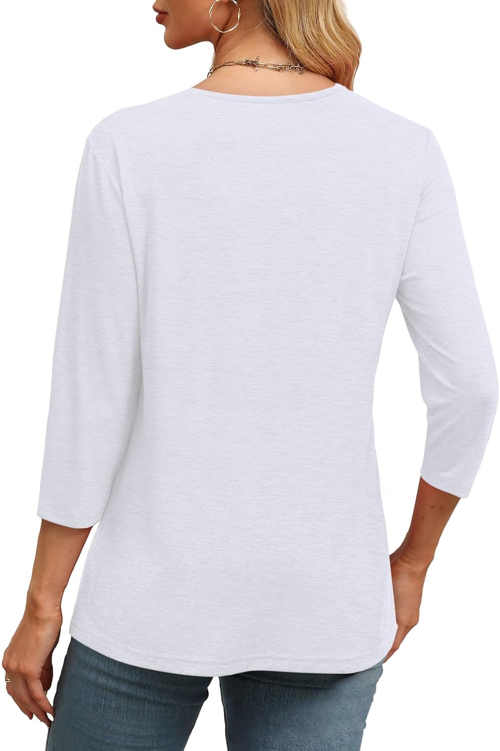 NEW  Women's V Neck 3/4 Long Sleeve Loose Fit Tops