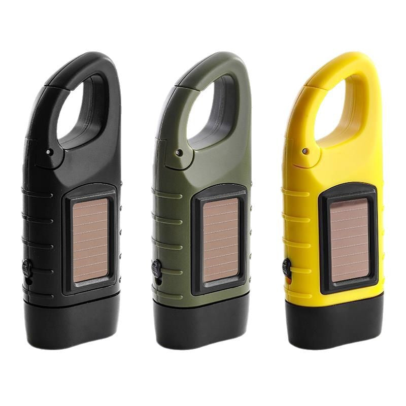 Utomhus nödlampa (handvev + sol + USB-laddning)