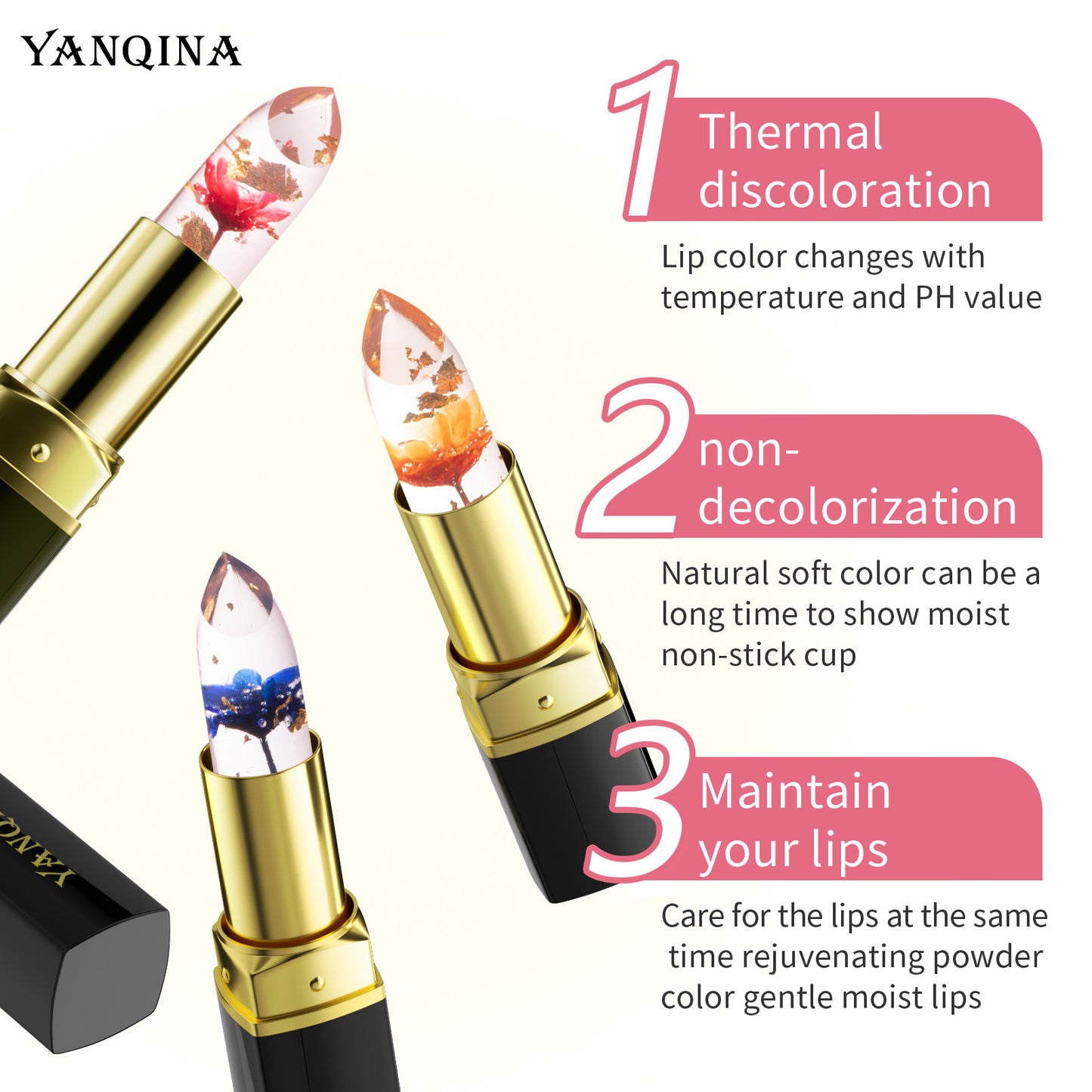 Warm gradient moisturizing transparent color-changing lip balm