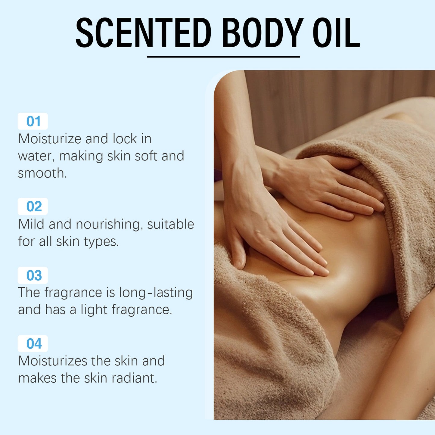 Moisturizing and hydrating skincare massage oil for nourishing the skin