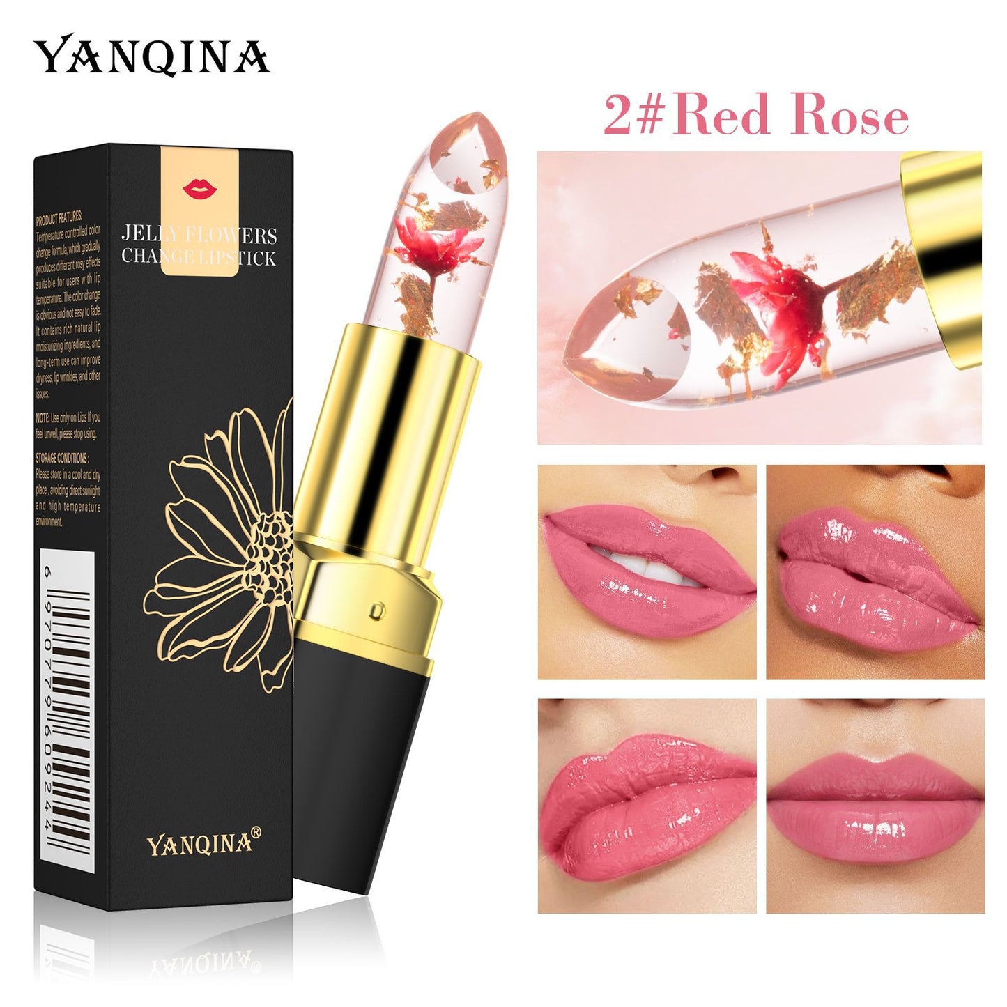 Warm gradient moisturizing transparent color-changing lip balm