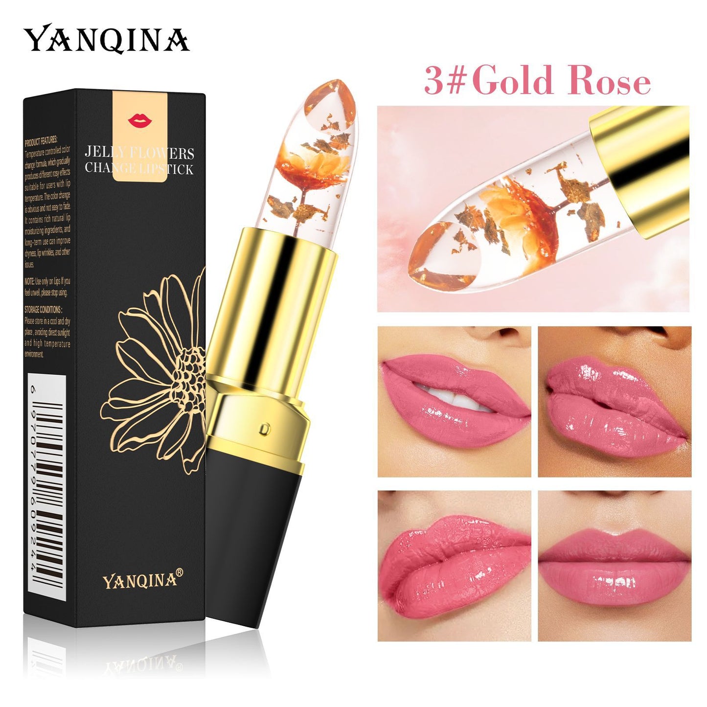 Warm gradient moisturizing transparent color-changing lip balm