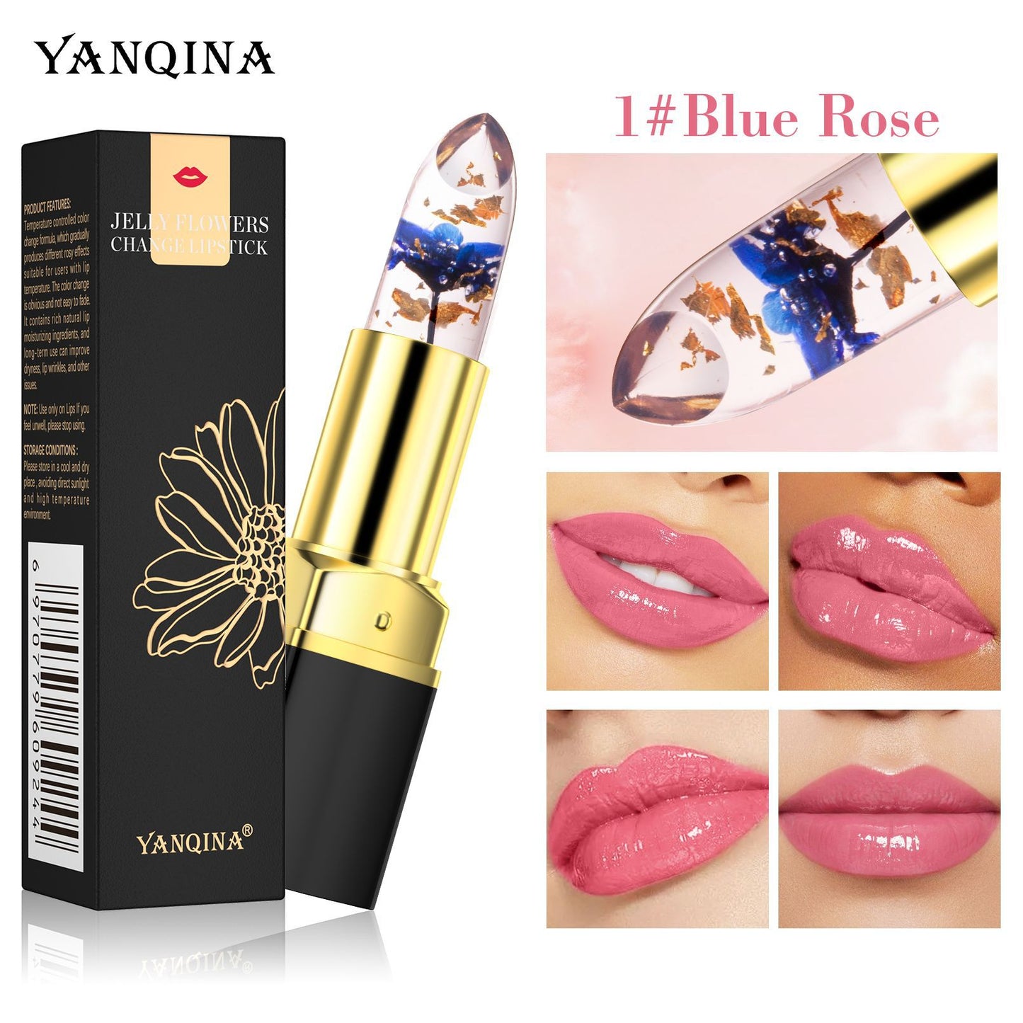 Warm gradient moisturizing transparent color-changing lip balm