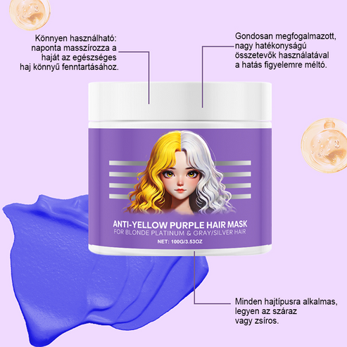 【🔥Globoko hranilna】Maska za lase——Odstranjuje rumene tone, obnavlja sijaj in ščiti barvo