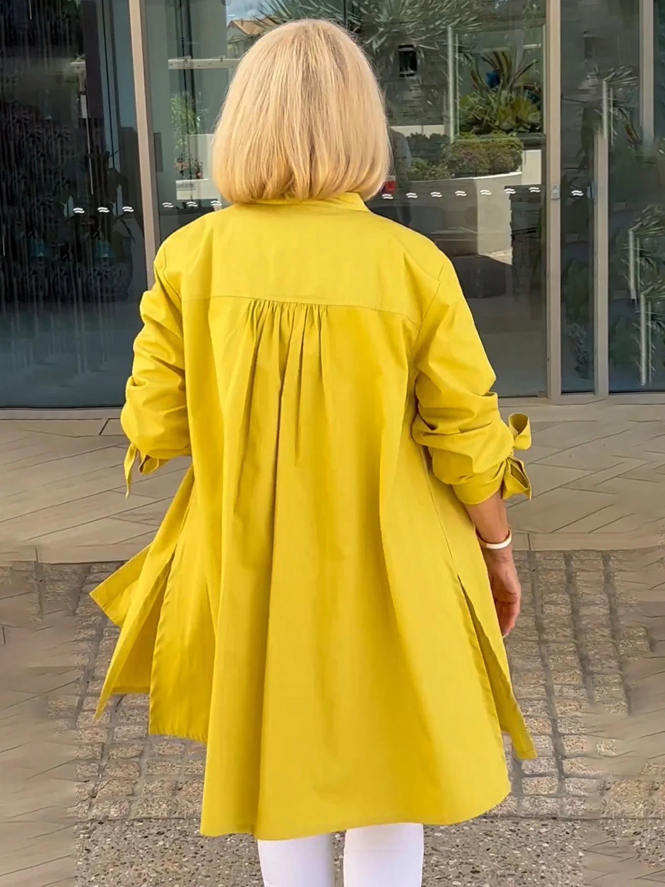 【🔥Elegantna in stilska】✨Enobarvna dolga bombažna srajca