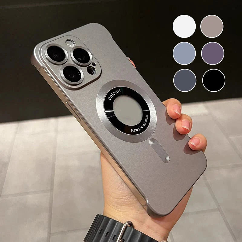 【iPhone 12–16】Ultra tanek ovitek za iPhone, kovinska barva, magneten, mat tekstura
