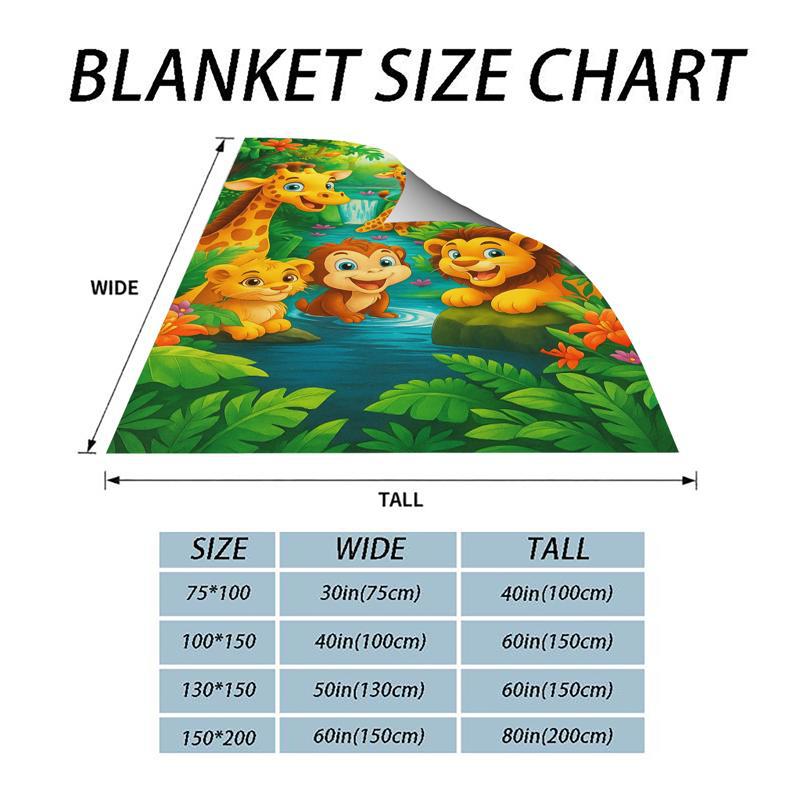 Pluszowy koc flanelowy z nadrukiem kreskówkowej dżungli