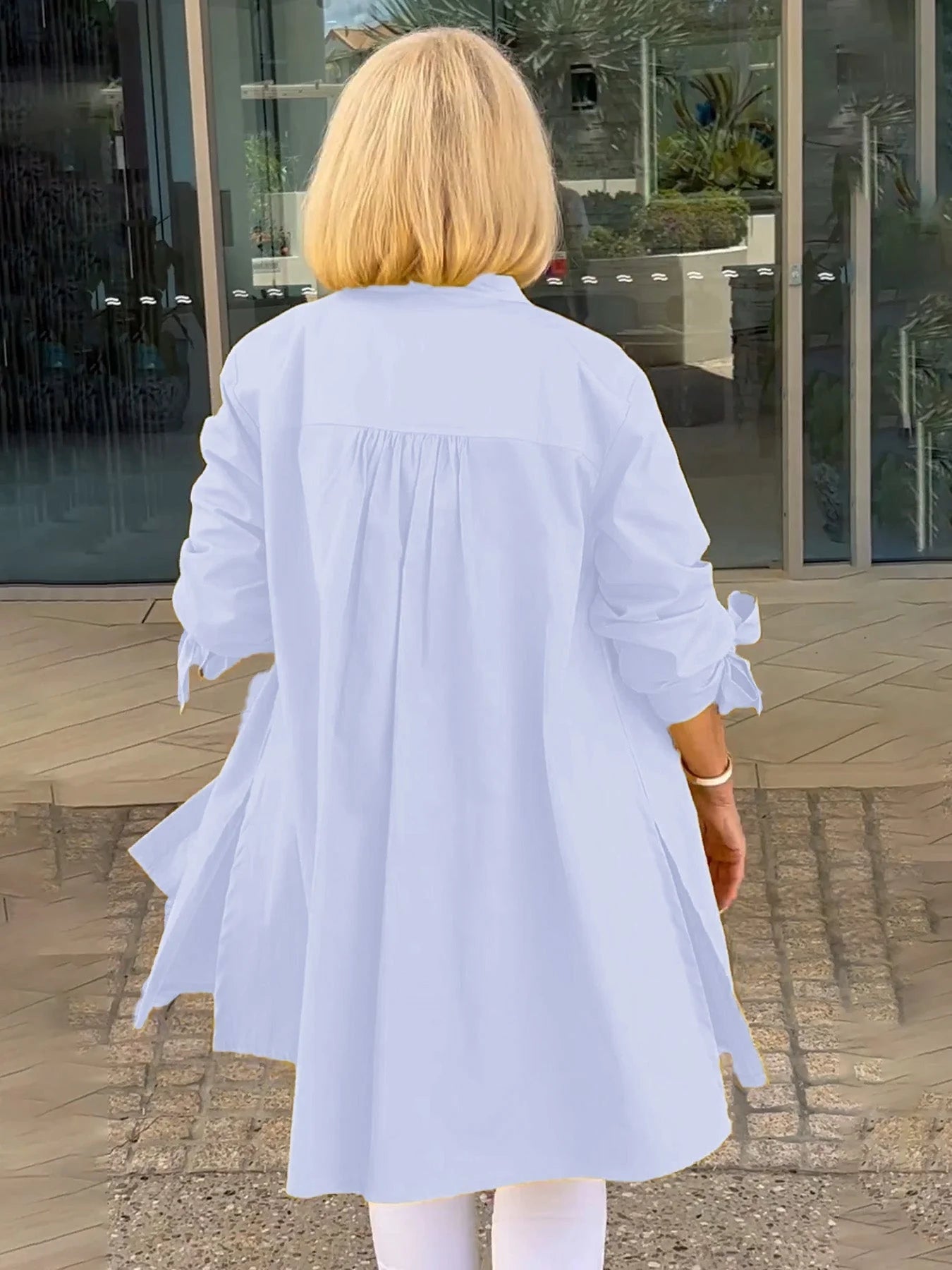 【🔥Elegantna in stilska】✨Enobarvna dolga bombažna srajca