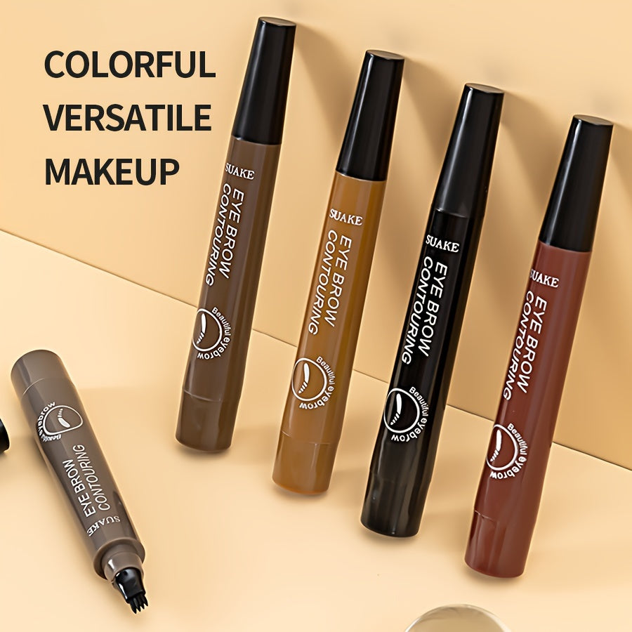 Four-brush wild water eyebrow pencil, long-lasting, smudge-proof, waterproof, sweat-proof, and fade-resistant
