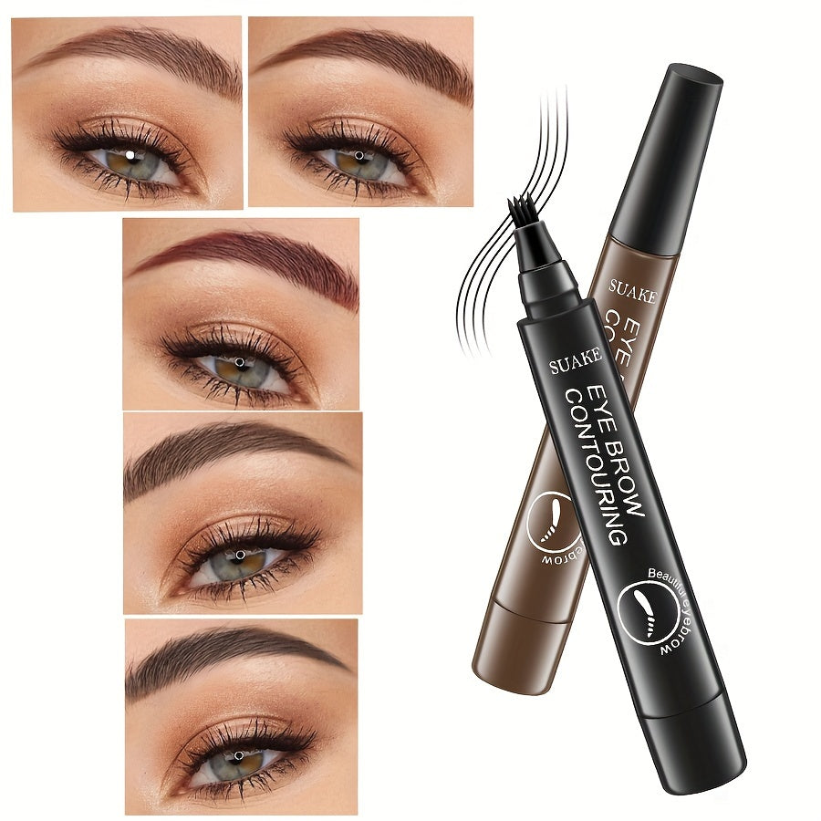 Four-brush wild water eyebrow pencil, long-lasting, smudge-proof, waterproof, sweat-proof, and fade-resistant
