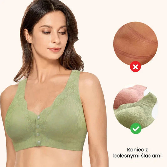 Wygodny koronkowy biustonosz na guziki Plus Size