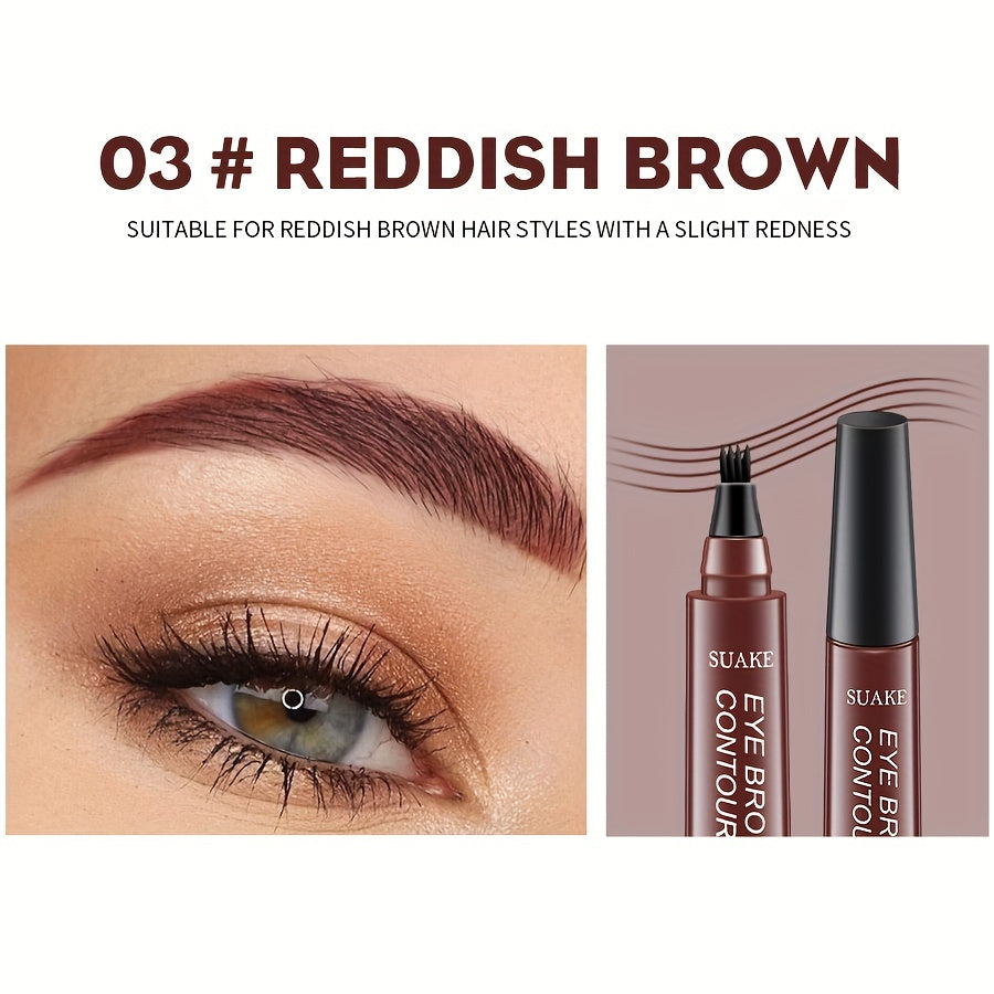 Four-brush wild water eyebrow pencil, long-lasting, smudge-proof, waterproof, sweat-proof, and fade-resistant