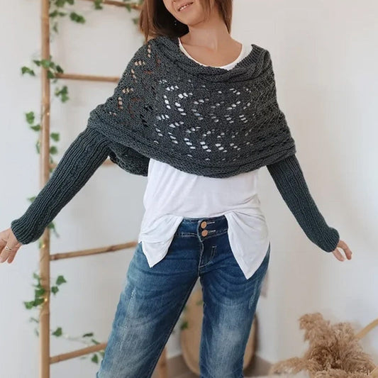 (🔥50 % popusta)🔥 Eleganten in eleganten pleten šal za ženske z rokavi