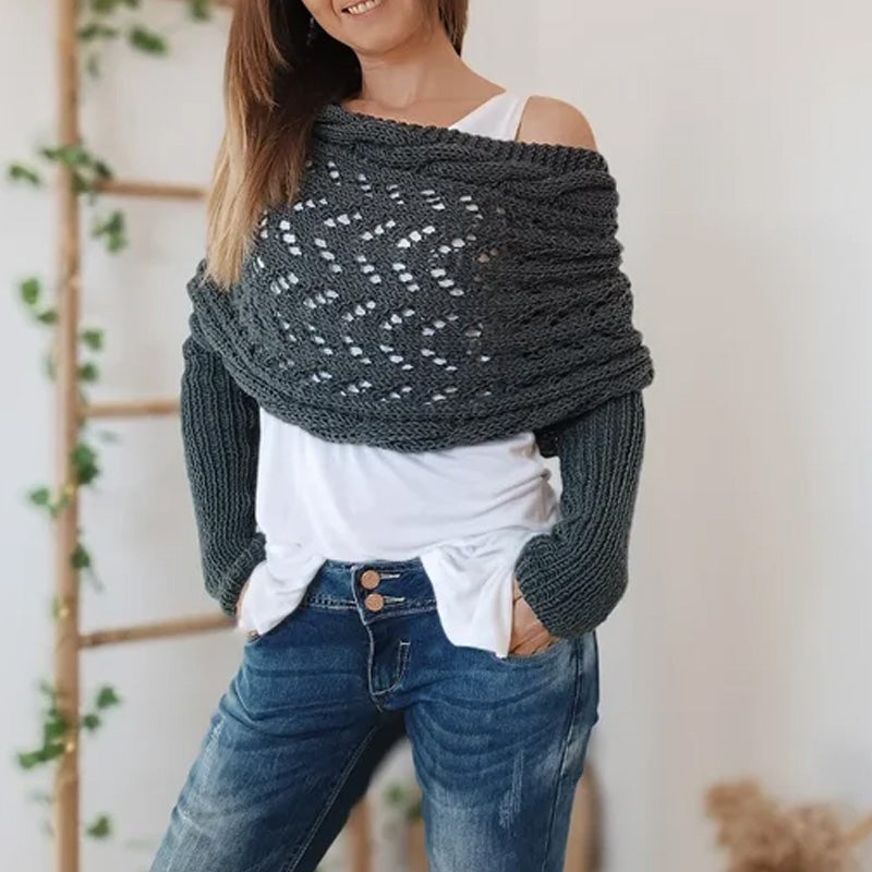 (🔥50 % popusta)🔥 Eleganten in eleganten pleten šal za ženske z rokavi
