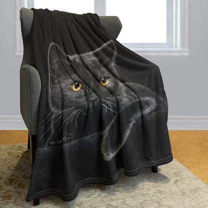 Cute Black Cat Print Flannel Blanket
