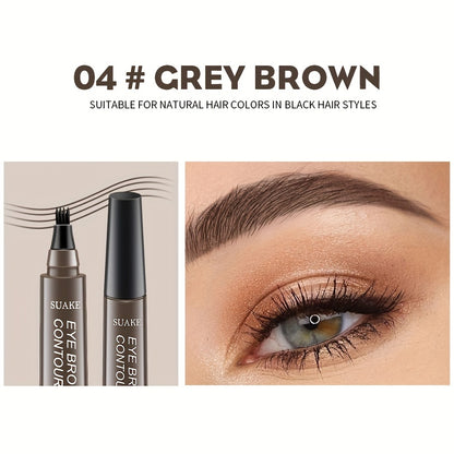 Four-brush wild water eyebrow pencil, long-lasting, smudge-proof, waterproof, sweat-proof, and fade-resistant