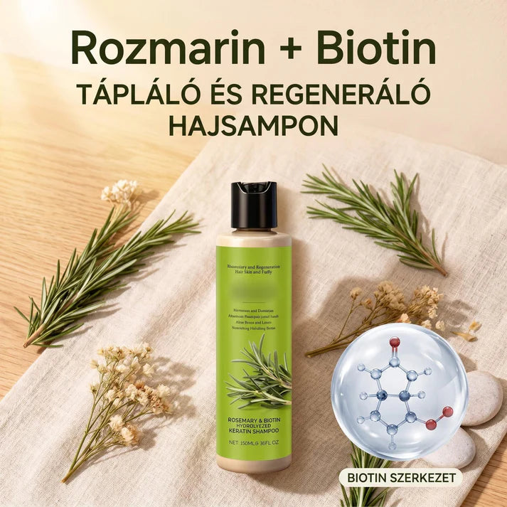 🧴 Tápláló sampon száraz fejbőrre és sérült hajra – keratin + rozmaring + biotin
