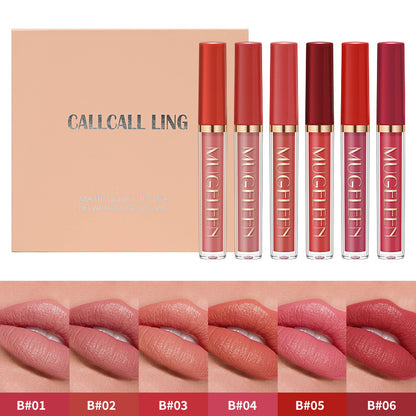 【✨Instant Blend, Embrace the Charm 2 v 1】Set glazur za ustnice proti prijemanju - mat žamet (6 kosov)