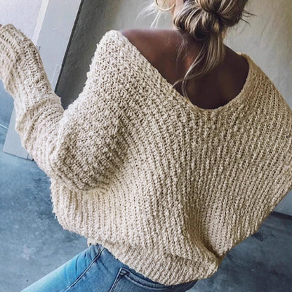 Women's Off-the-Shoulder Sweater Loose Lightweight Pullover Top