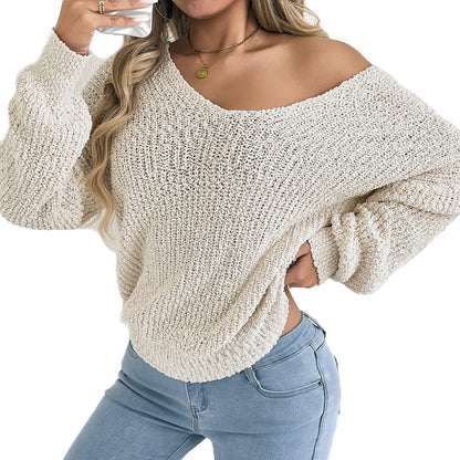 Women's Off-the-Shoulder Sweater Loose Lightweight Pullover Top