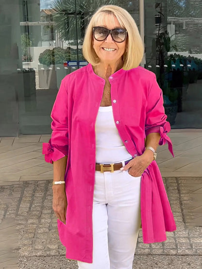 【🔥Elegantna in stilska】✨Enobarvna dolga bombažna srajca