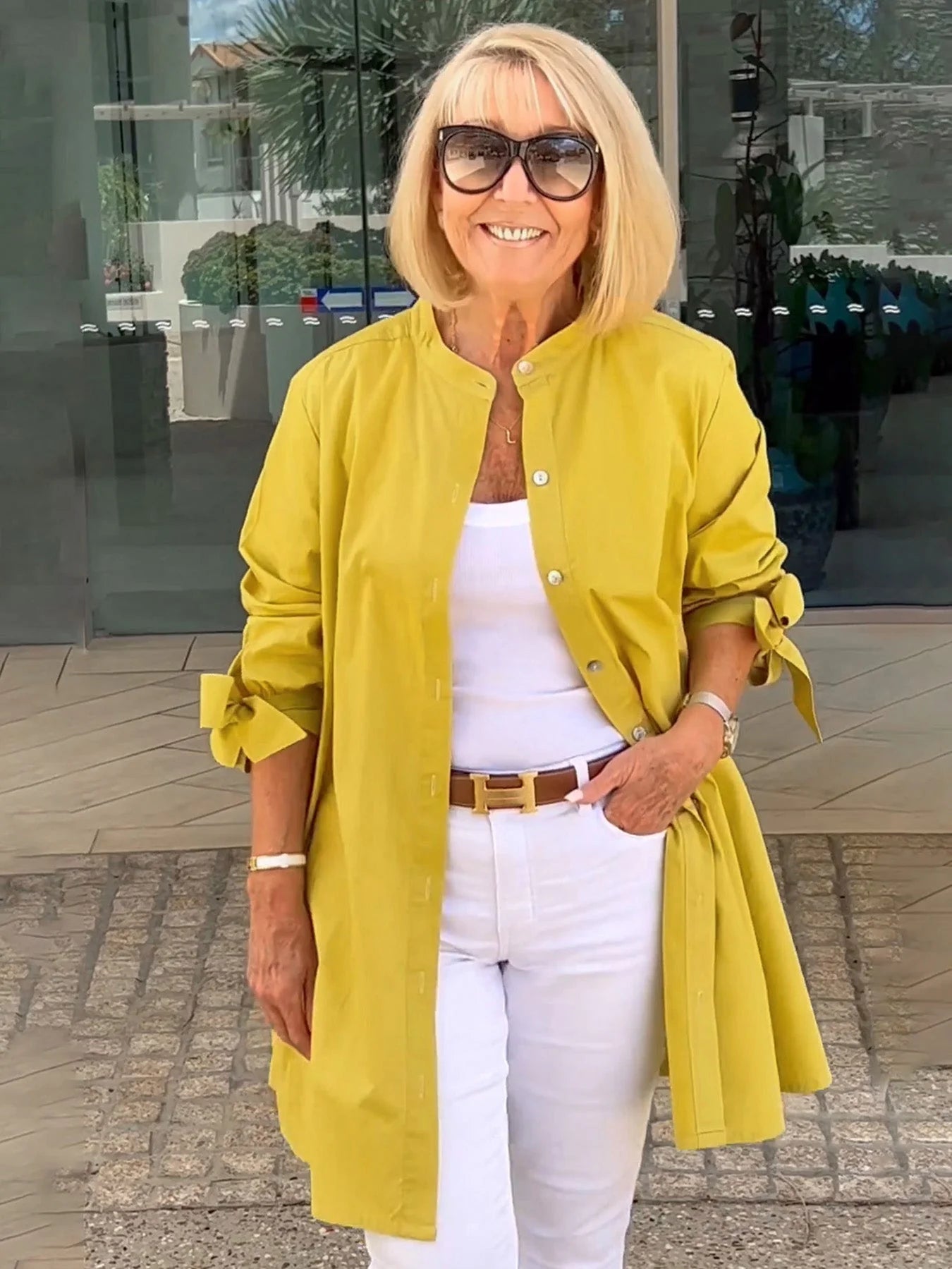 【🔥Elegantna in stilska】✨Enobarvna dolga bombažna srajca