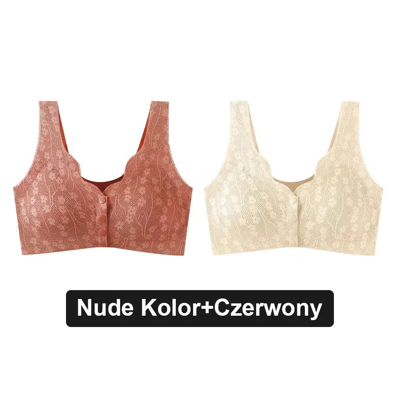 Wygodny koronkowy biustonosz na guziki Plus Size