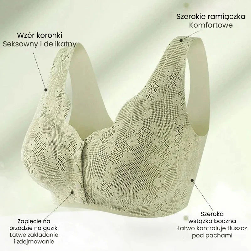 Wygodny koronkowy biustonosz na guziki Plus Size