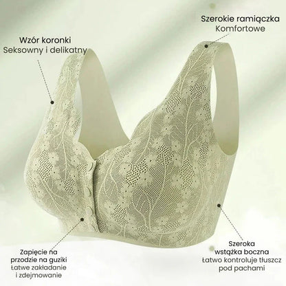 Wygodny koronkowy biustonosz na guziki Plus Size