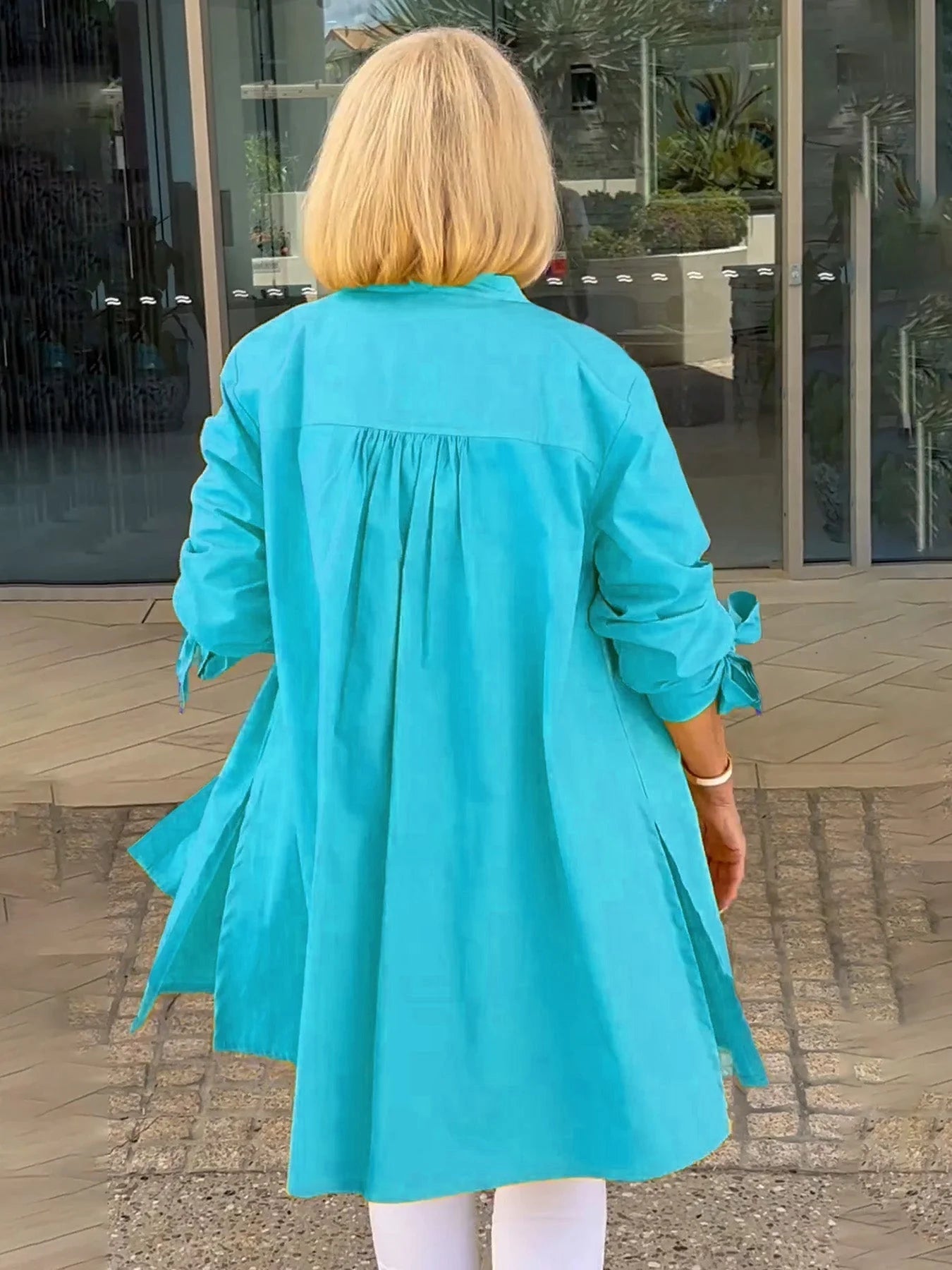 【🔥Elegantna in stilska】✨Enobarvna dolga bombažna srajca