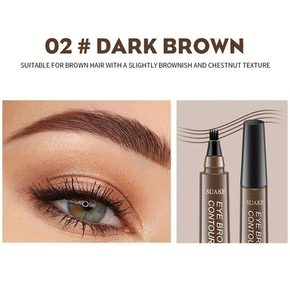 Four-brush wild water eyebrow pencil, long-lasting, smudge-proof, waterproof, sweat-proof, and fade-resistant