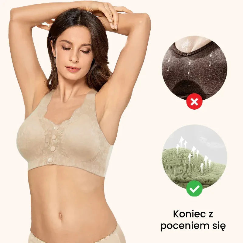 Wygodny koronkowy biustonosz na guziki Plus Size