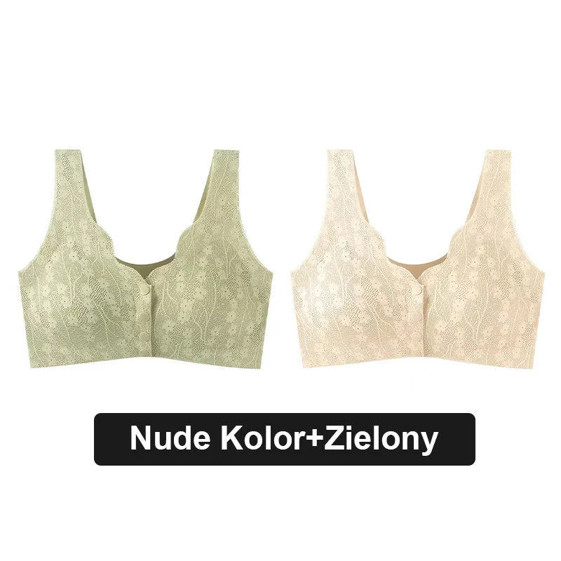 Wygodny koronkowy biustonosz na guziki Plus Size