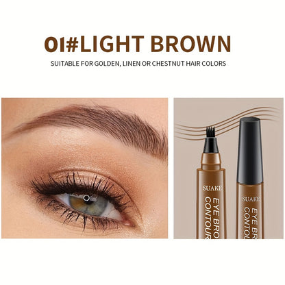 Four-brush wild water eyebrow pencil, long-lasting, smudge-proof, waterproof, sweat-proof, and fade-resistant